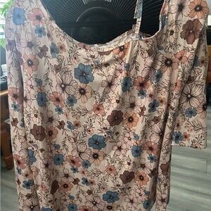 SHEIN Curve Floral Off Shoulder with Spaghetti Strap Accent Top